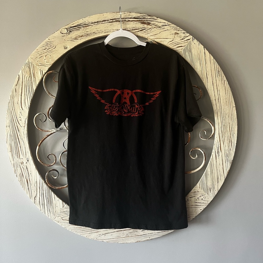 Black Graphic Tee with Red Design
